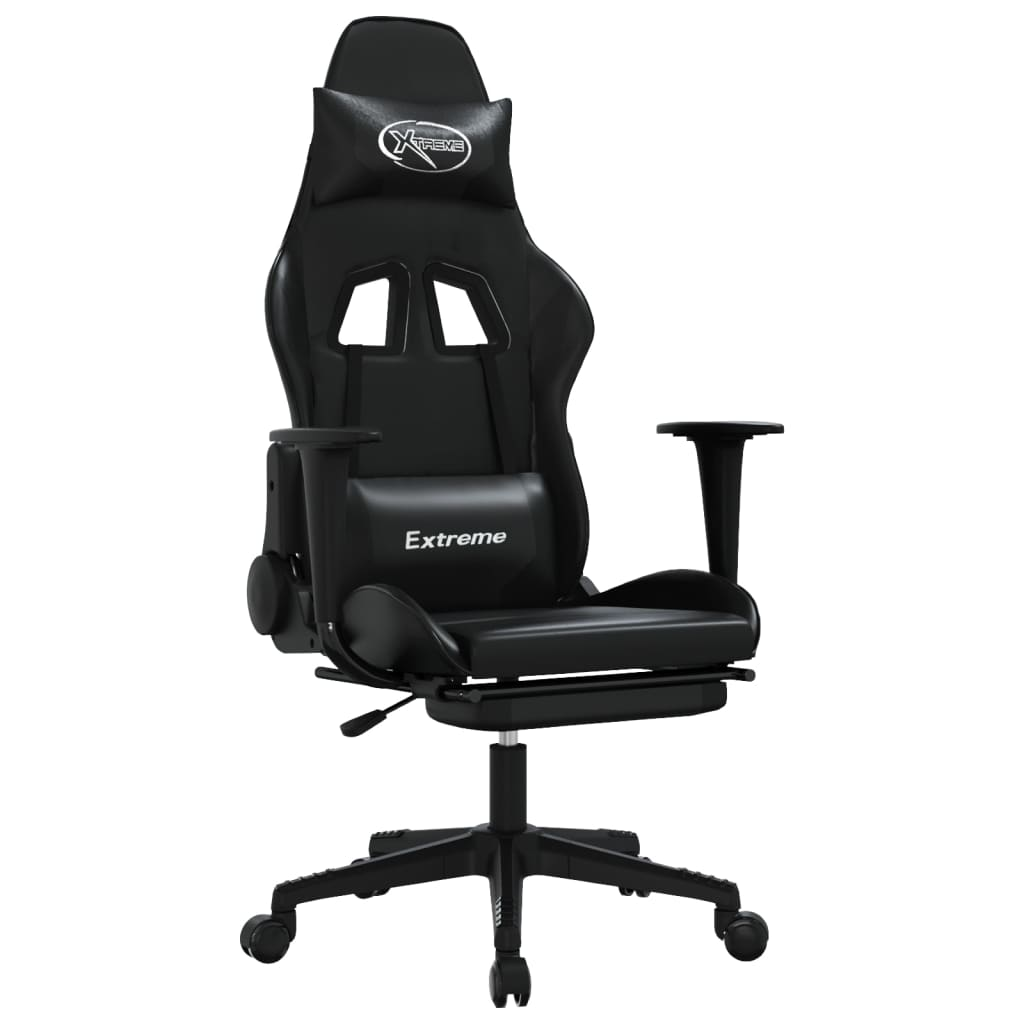 vidaXL Gaming Chair with Footrest Black Faux Leather - home • office • health