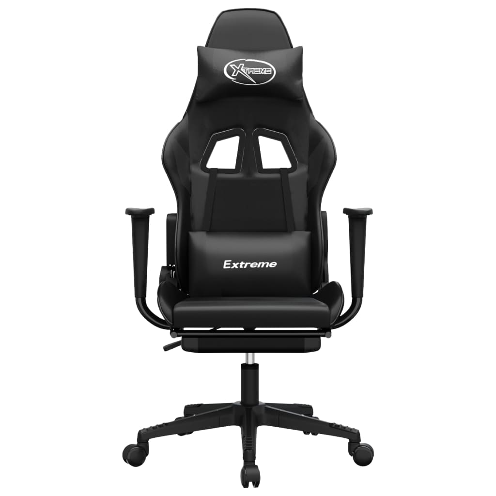 vidaXL Gaming Chair with Footrest Black Faux Leather - home • office • health