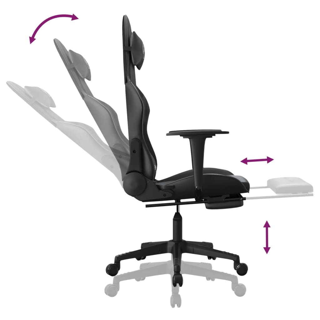 vidaXL Gaming Chair with Footrest Black Faux Leather - home • office • health