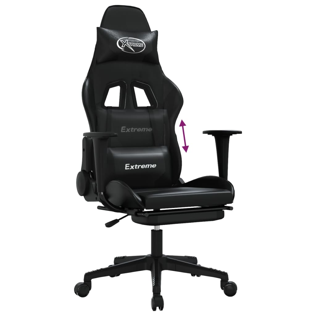 vidaXL Gaming Chair with Footrest Black Faux Leather - home • office • health