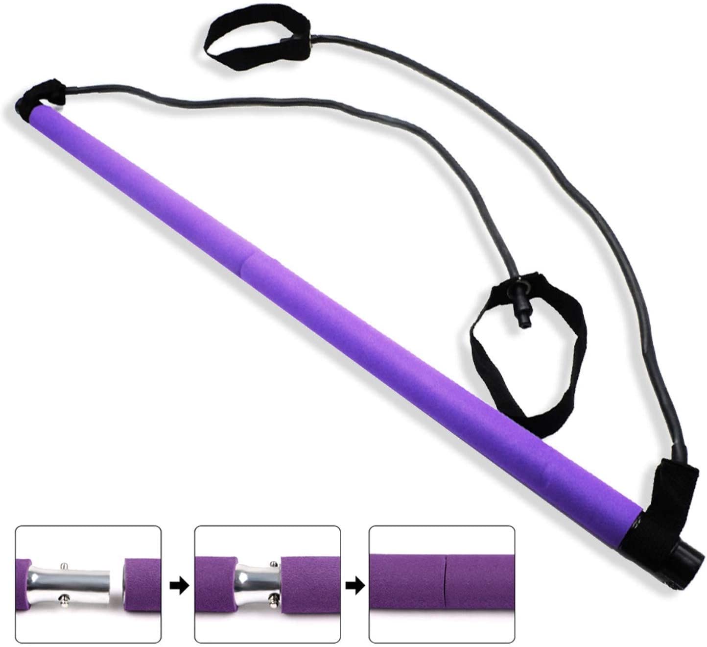 Adjustable Pilates Bar Kit - Resistance Band Exercise Stick - home • office • health