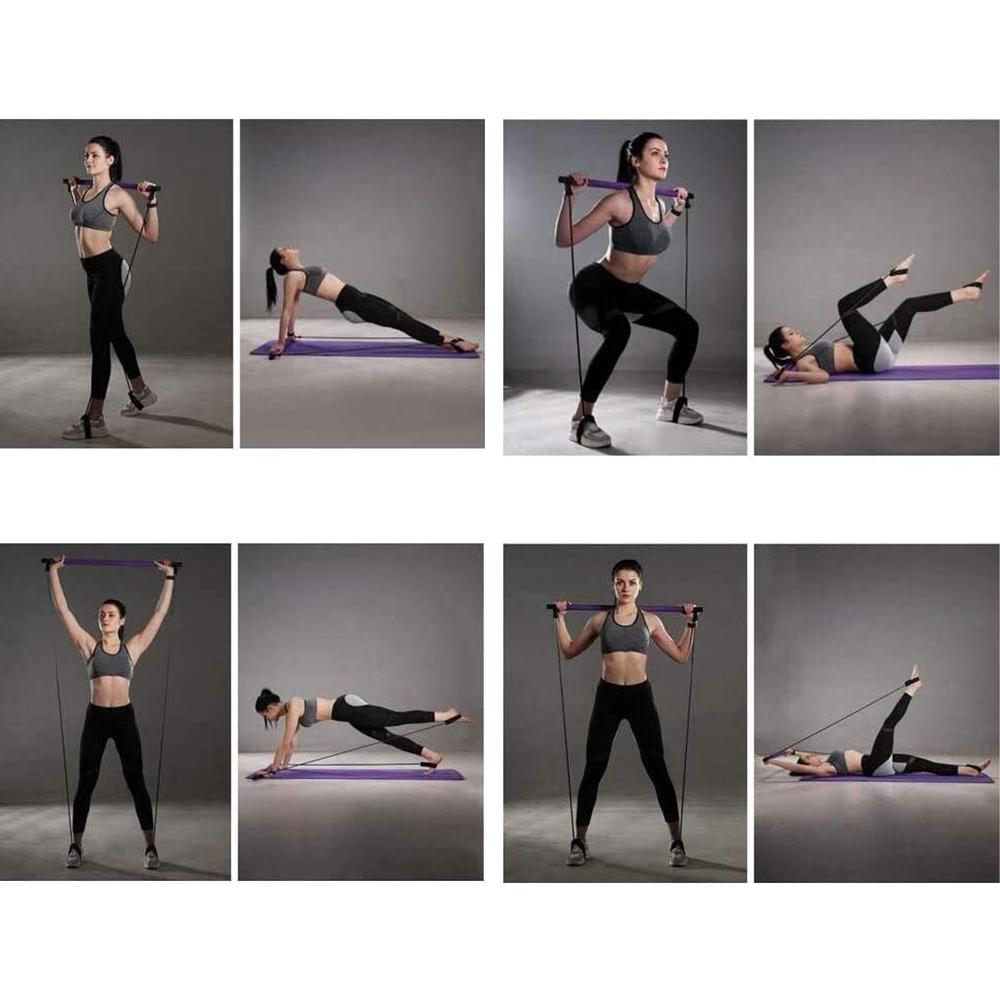 Adjustable Pilates Bar Kit - Resistance Band Exercise Stick - home • office • health