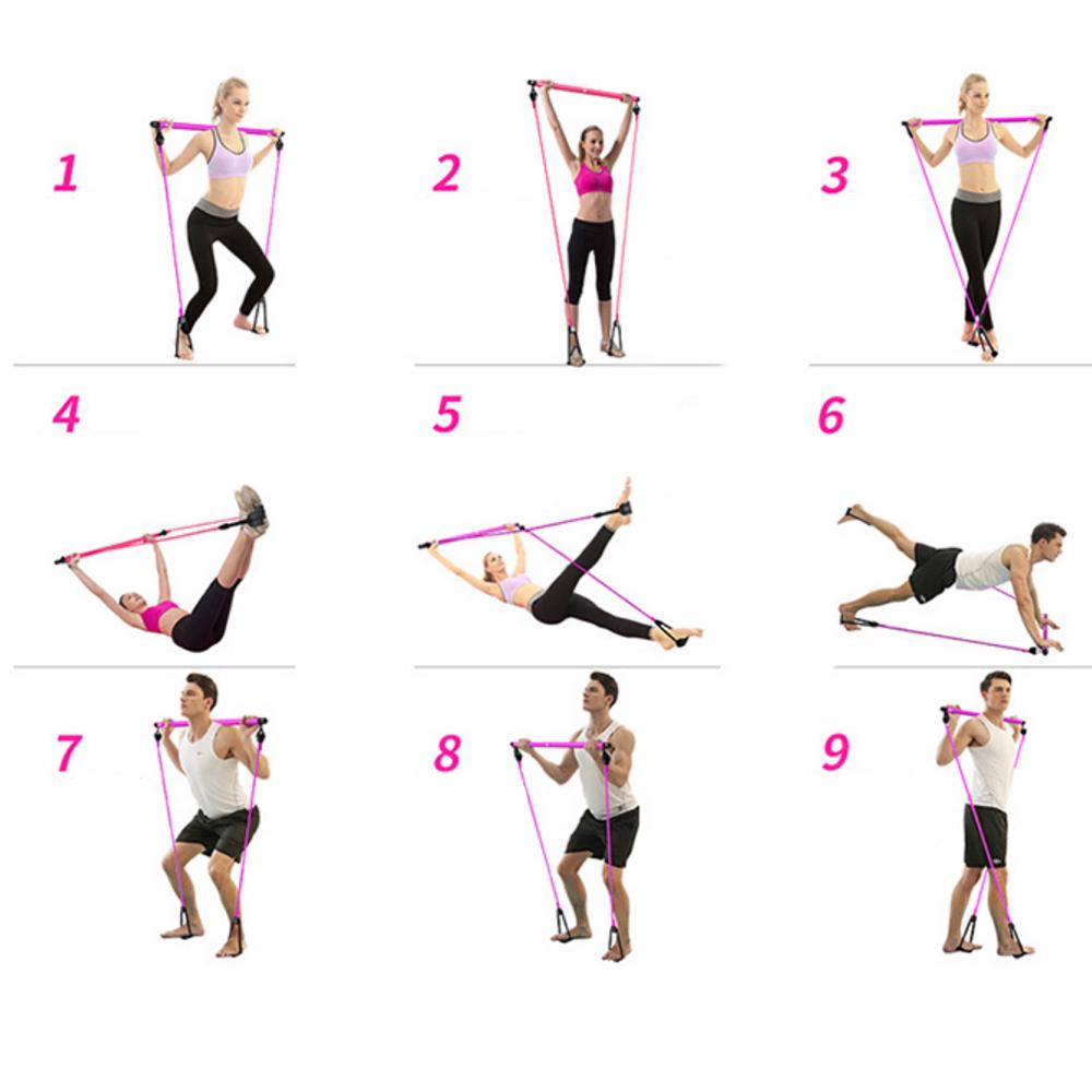 Adjustable Pilates Bar Kit - Resistance Band Exercise Stick - home • office • health