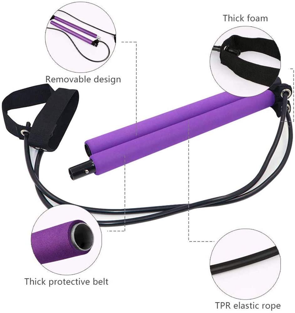 Adjustable Pilates Bar Kit - Resistance Band Exercise Stick - home • office • health