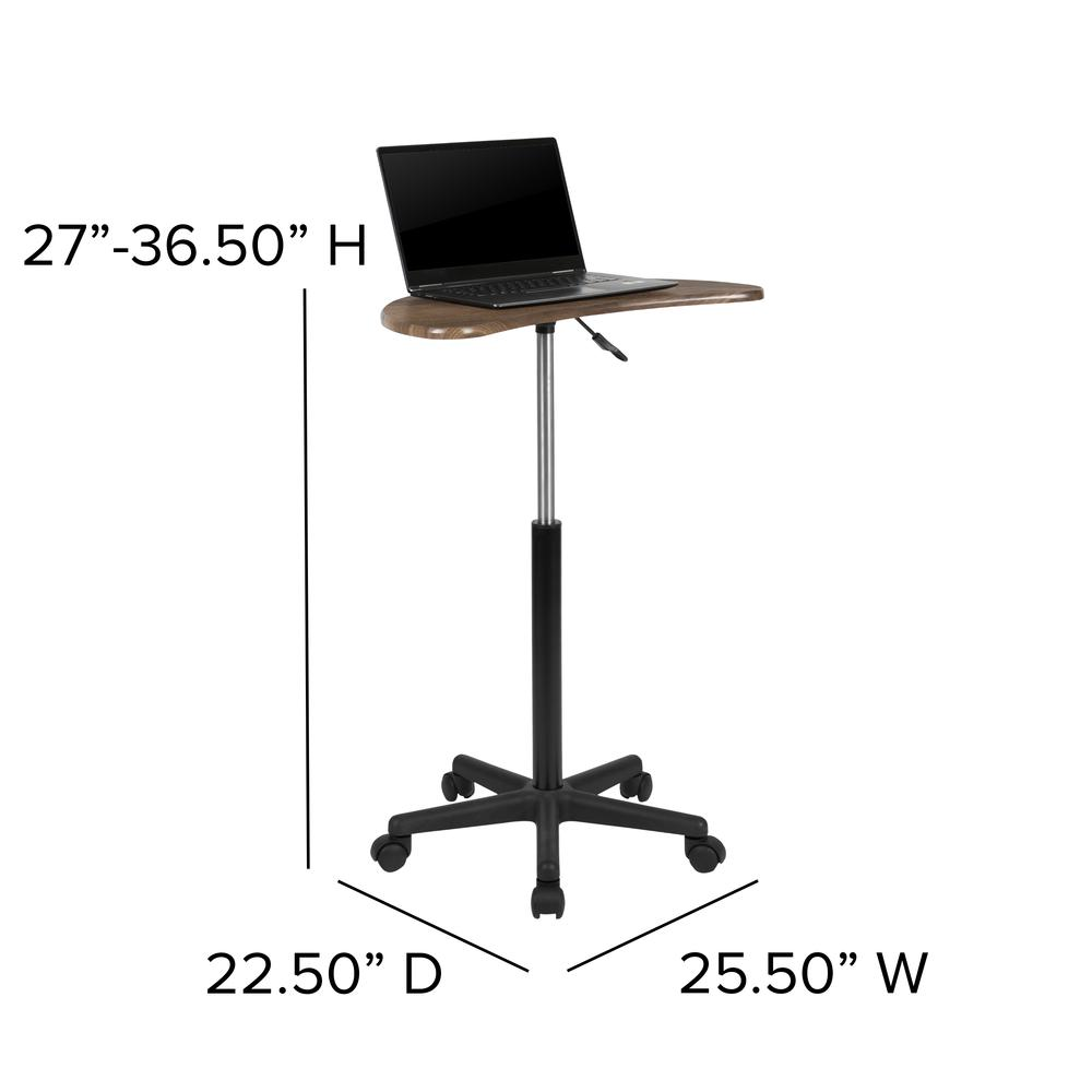 Rustic Walnut Sit to Stand Mobile Laptop Computer Desk - home • office • health