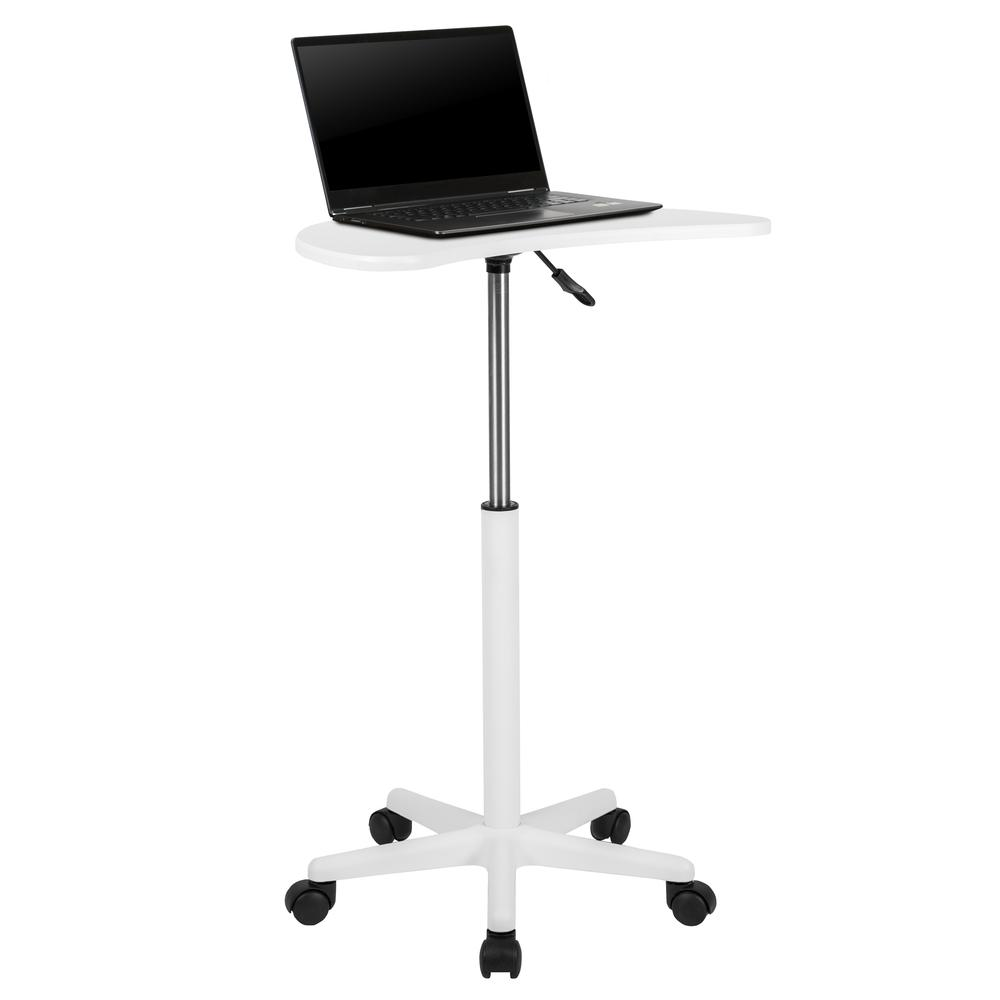 White Sit to Stand Mobile Laptop Computer Desk - home • office • health