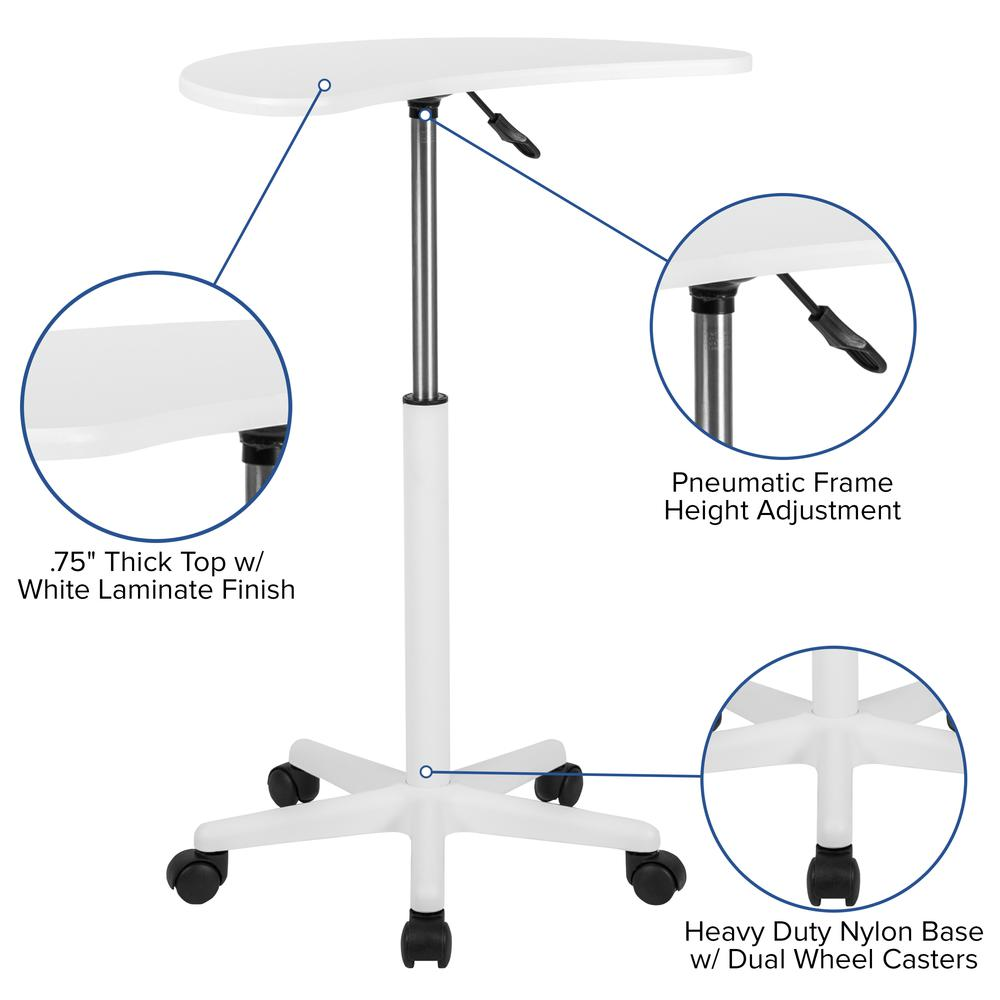 White Sit to Stand Mobile Laptop Computer Desk - home • office • health