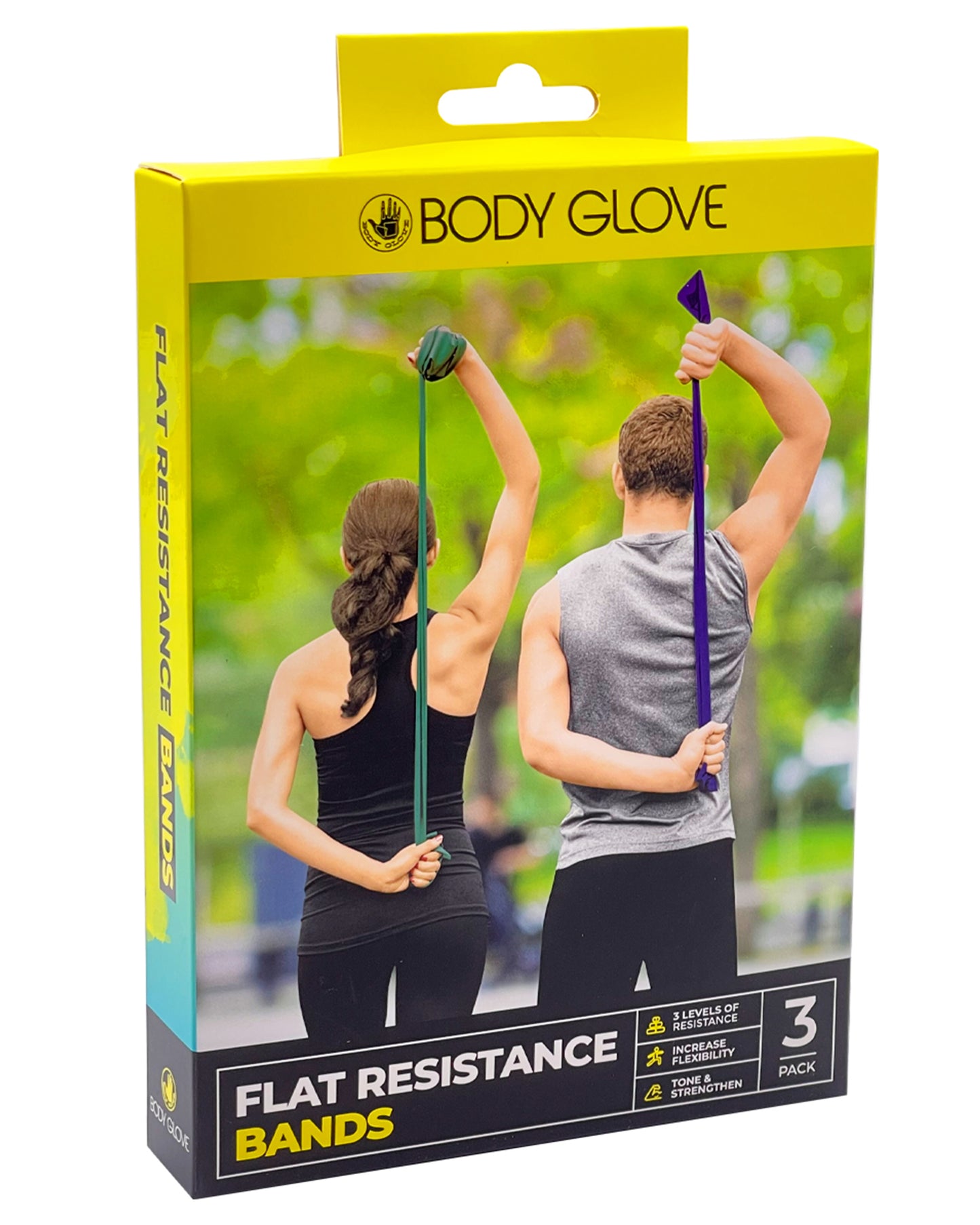 Body Glove 3 Pack Flat Resistance Bands For Upper and Lower Body - home • office • health