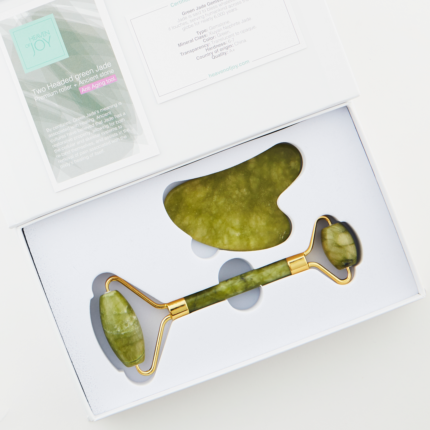 3-in-1 Premium Jade Roller and Gua Sha Set - home • office • health