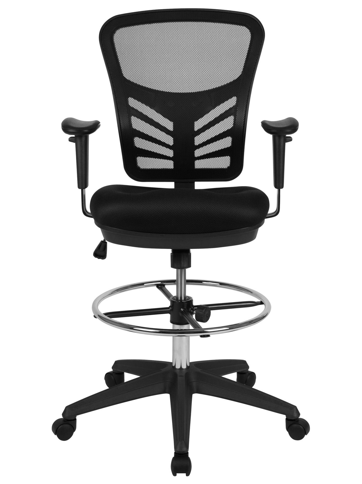 Mid-Back Black Mesh Ergonomic Drafting Chair - home • office • health