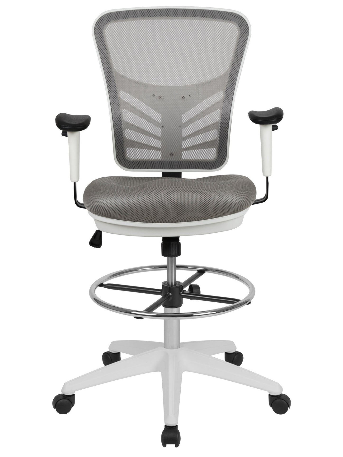 Mid-Back Light Gray Mesh Ergonomic Drafting Chair - home • office • health