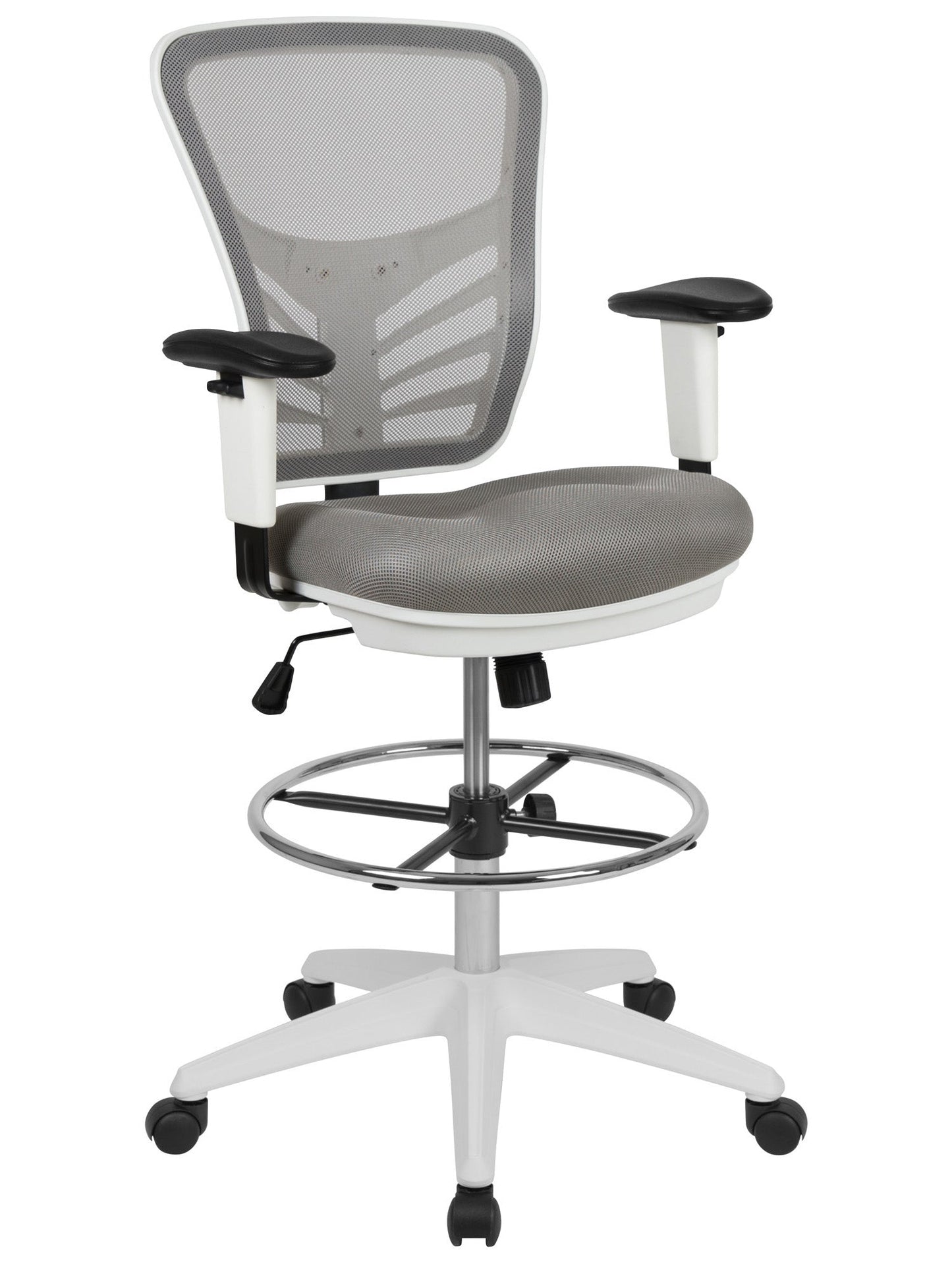 Mid-Back Light Gray Mesh Ergonomic Drafting Chair - home • office • health