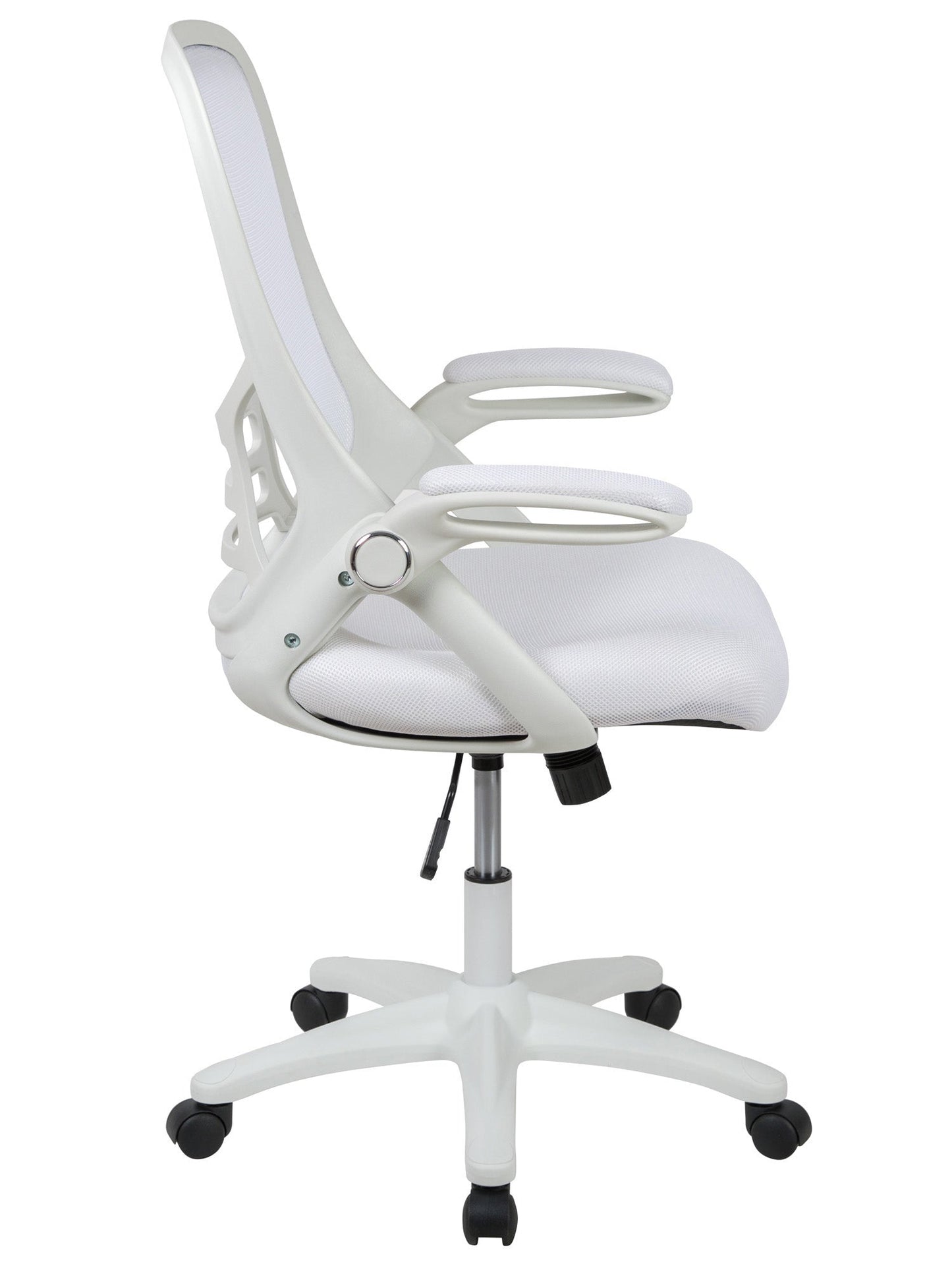 High Back White Mesh Ergonomic Swivel Office Chair with White Frame - home • office • health