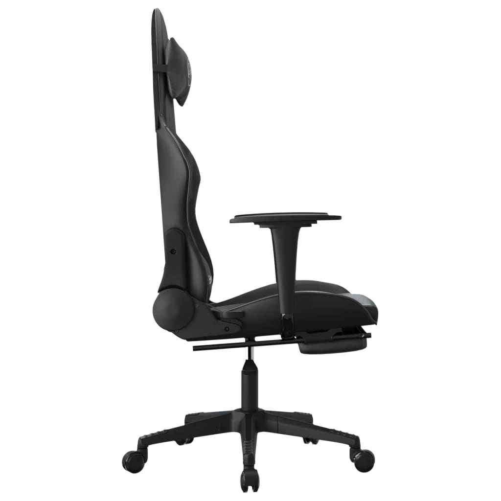 vidaXL Gaming Chair with Footrest Black Faux Leather - home • office • health