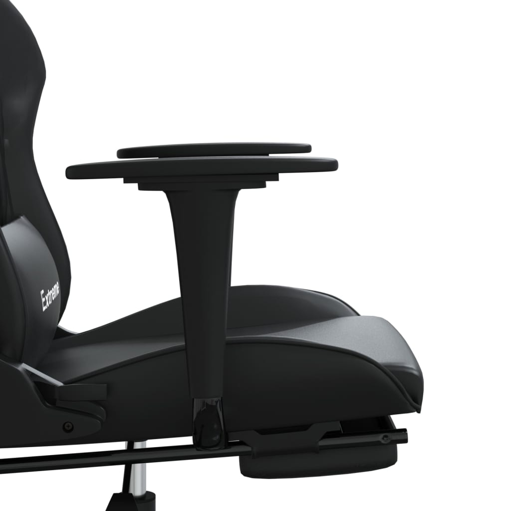 vidaXL Gaming Chair with Footrest Black Faux Leather - home • office • health
