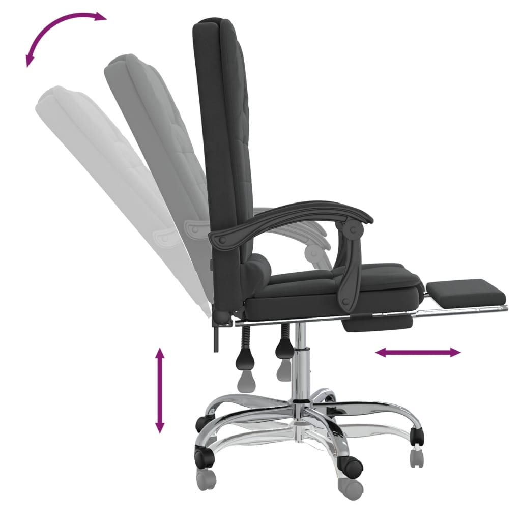 vidaXL Massage Reclining Office Chair Black Velvet - home • office • health