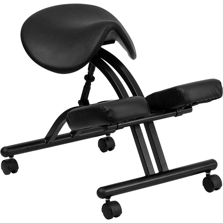 Ergonomic Kneeling Office Chair with Black Saddle Seat - home • office • health