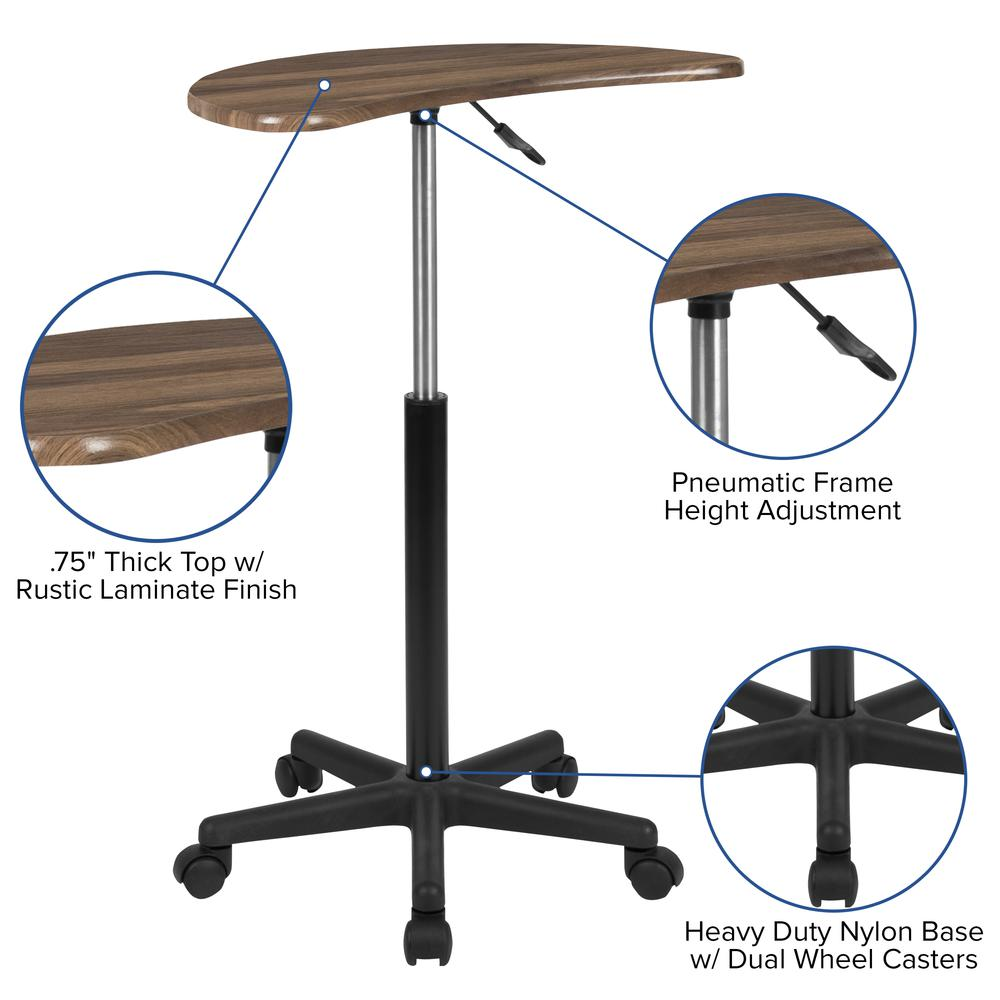 Rustic Walnut Sit to Stand Mobile Laptop Computer Desk - home • office • health