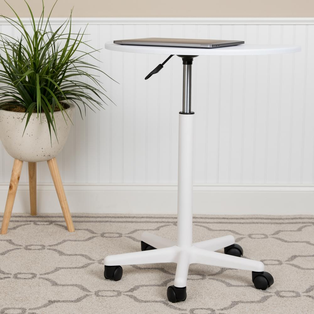 White Sit to Stand Mobile Laptop Computer Desk - home • office • health