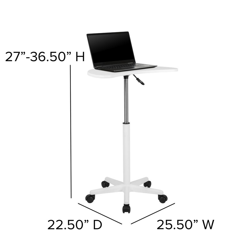 White Sit to Stand Mobile Laptop Computer Desk - home • office • health