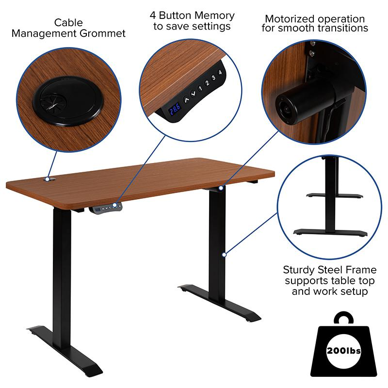 Electric Height Adjustable Standing Desk - Table Top 48" Wide - 24" Deep (Mahogany) - home • office • health