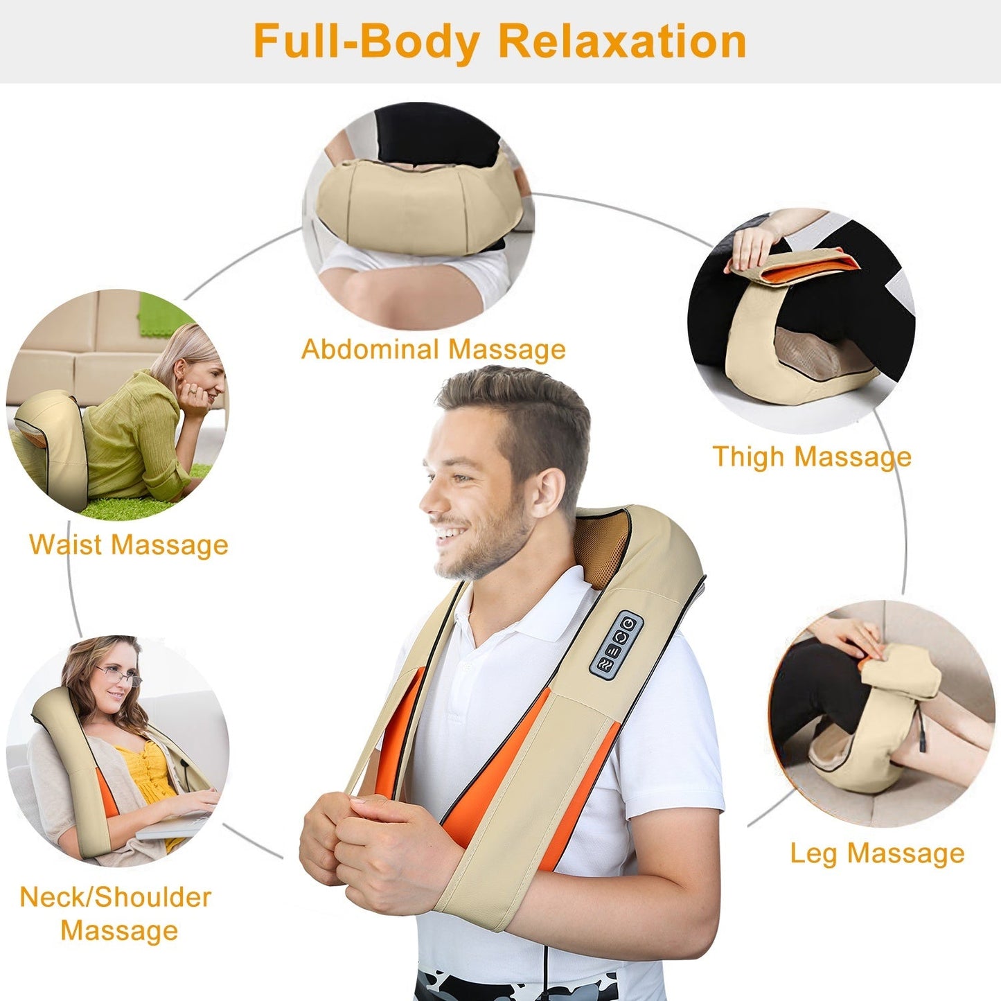 Neck Shoulder Massager Electric Back Massage Cape with Heat Deep - home • office • health