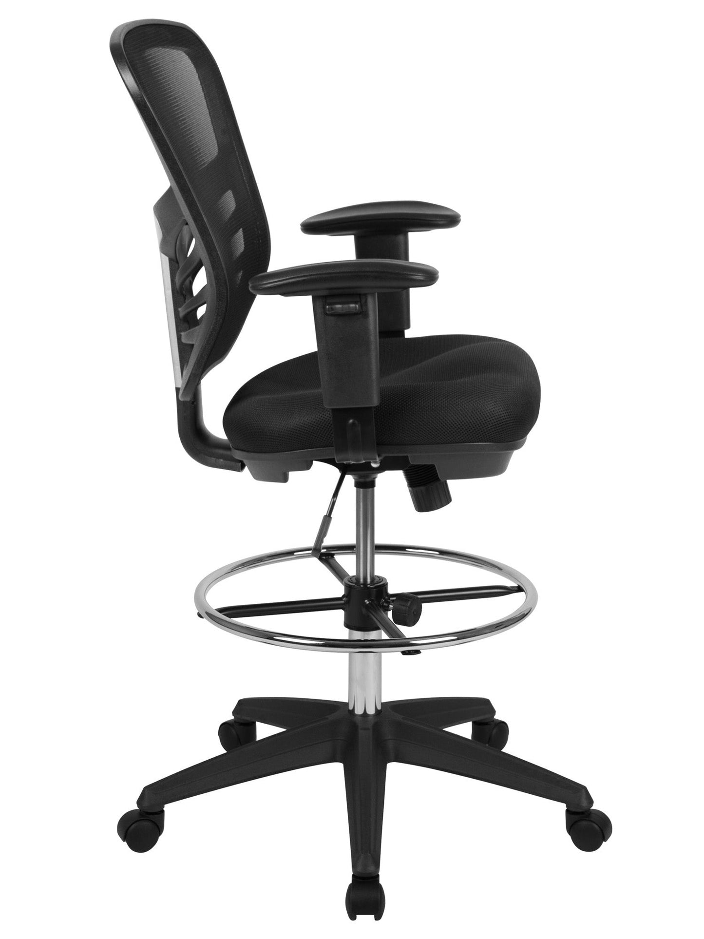 Mid-Back Black Mesh Ergonomic Drafting Chair - home • office • health