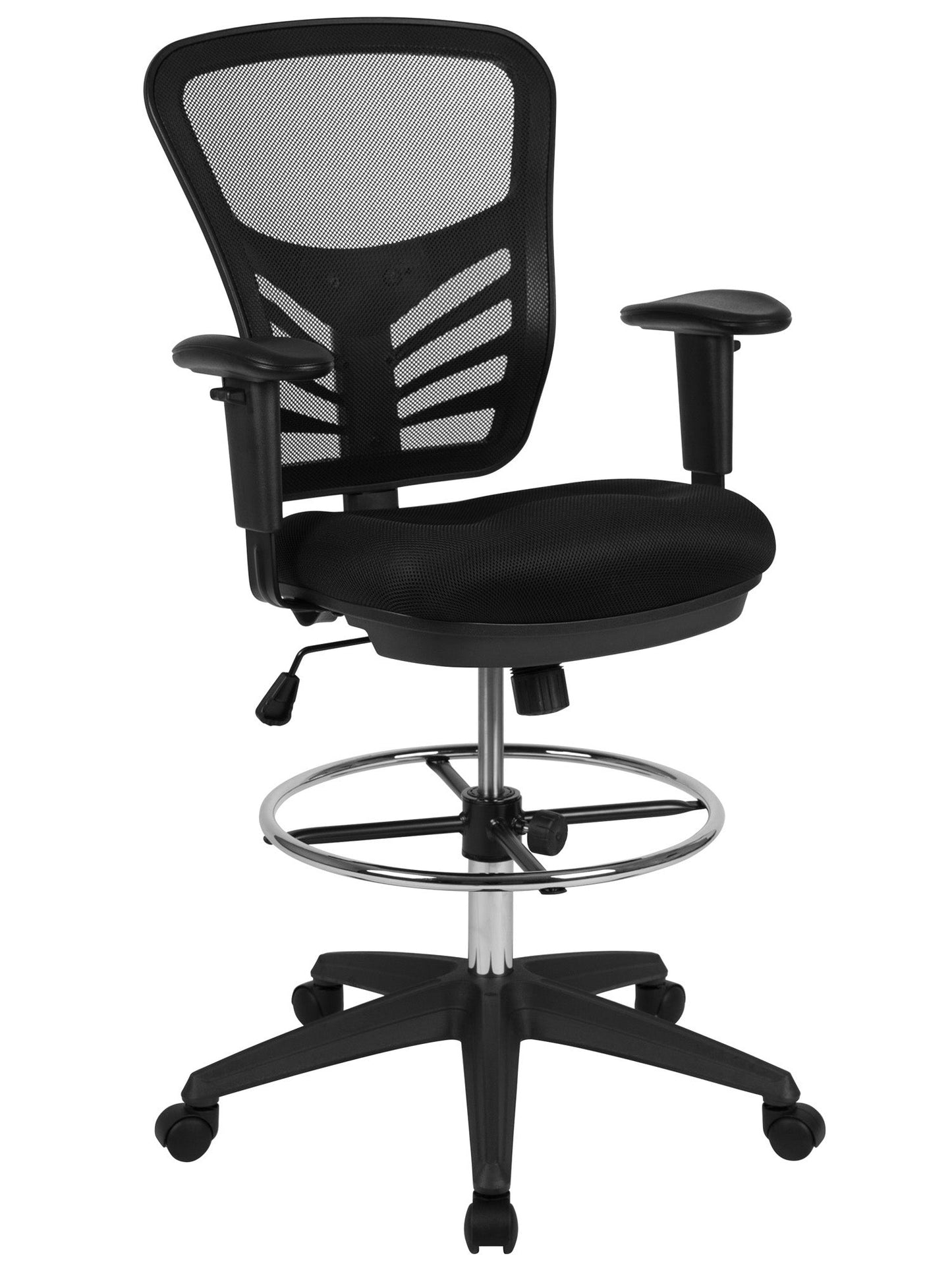 Mid-Back Black Mesh Ergonomic Drafting Chair - home • office • health