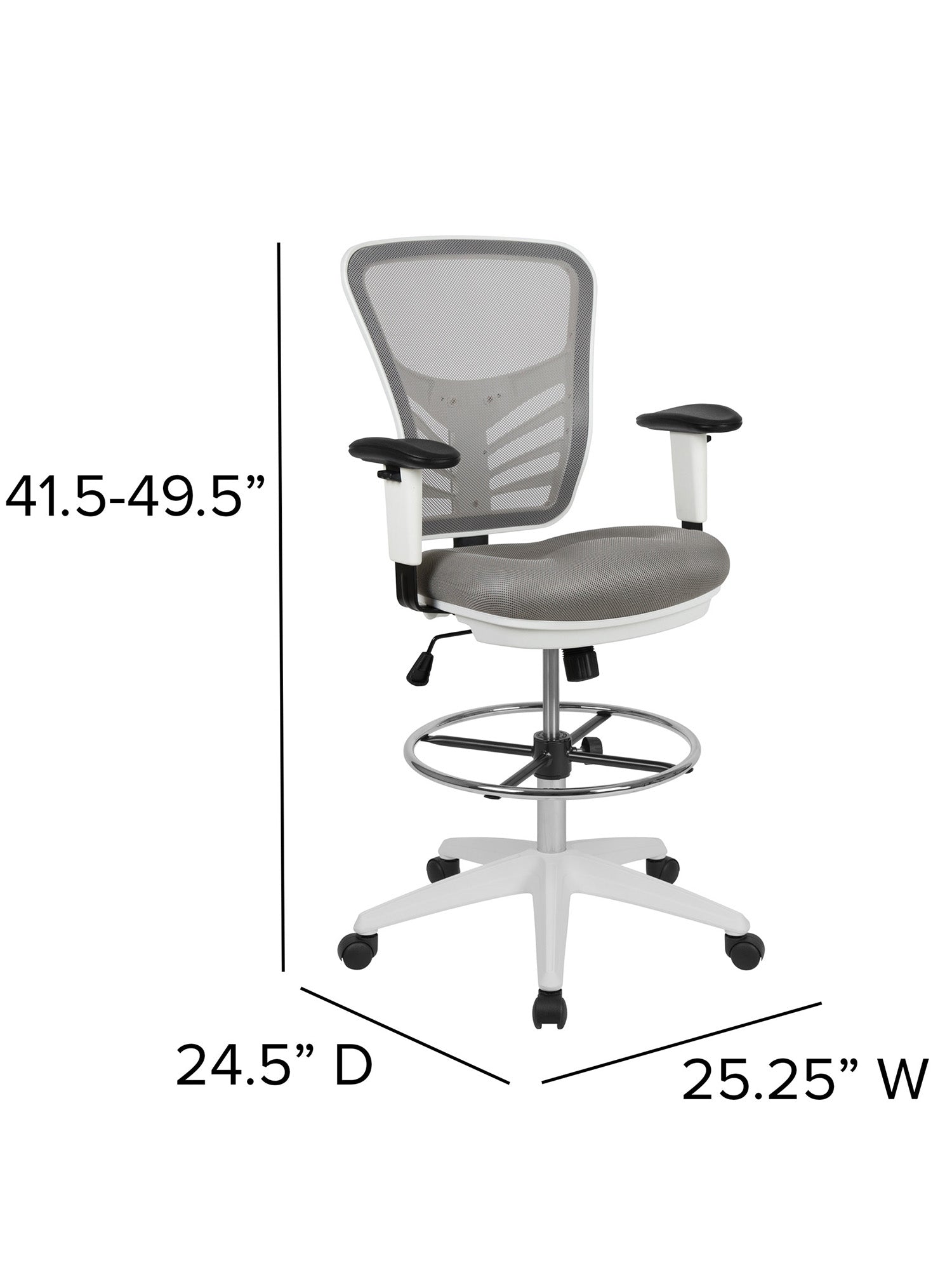 Mid-Back Light Gray Mesh Ergonomic Drafting Chair - home • office • health