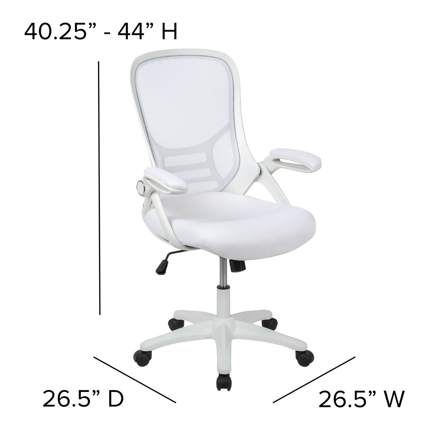 High Back White Mesh Ergonomic Swivel Office Chair with White Frame - home • office • health