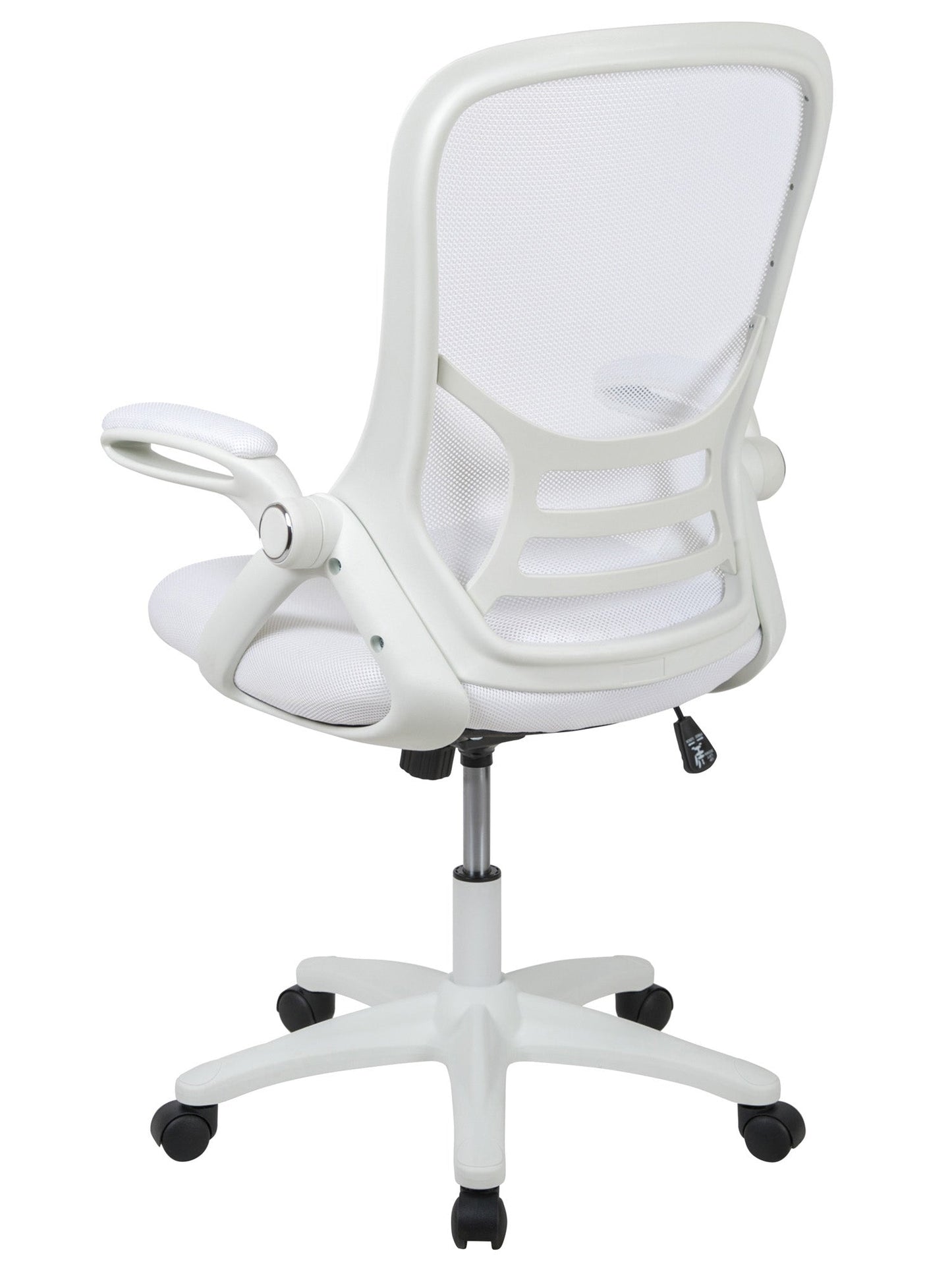 High Back White Mesh Ergonomic Swivel Office Chair with White Frame - home • office • health