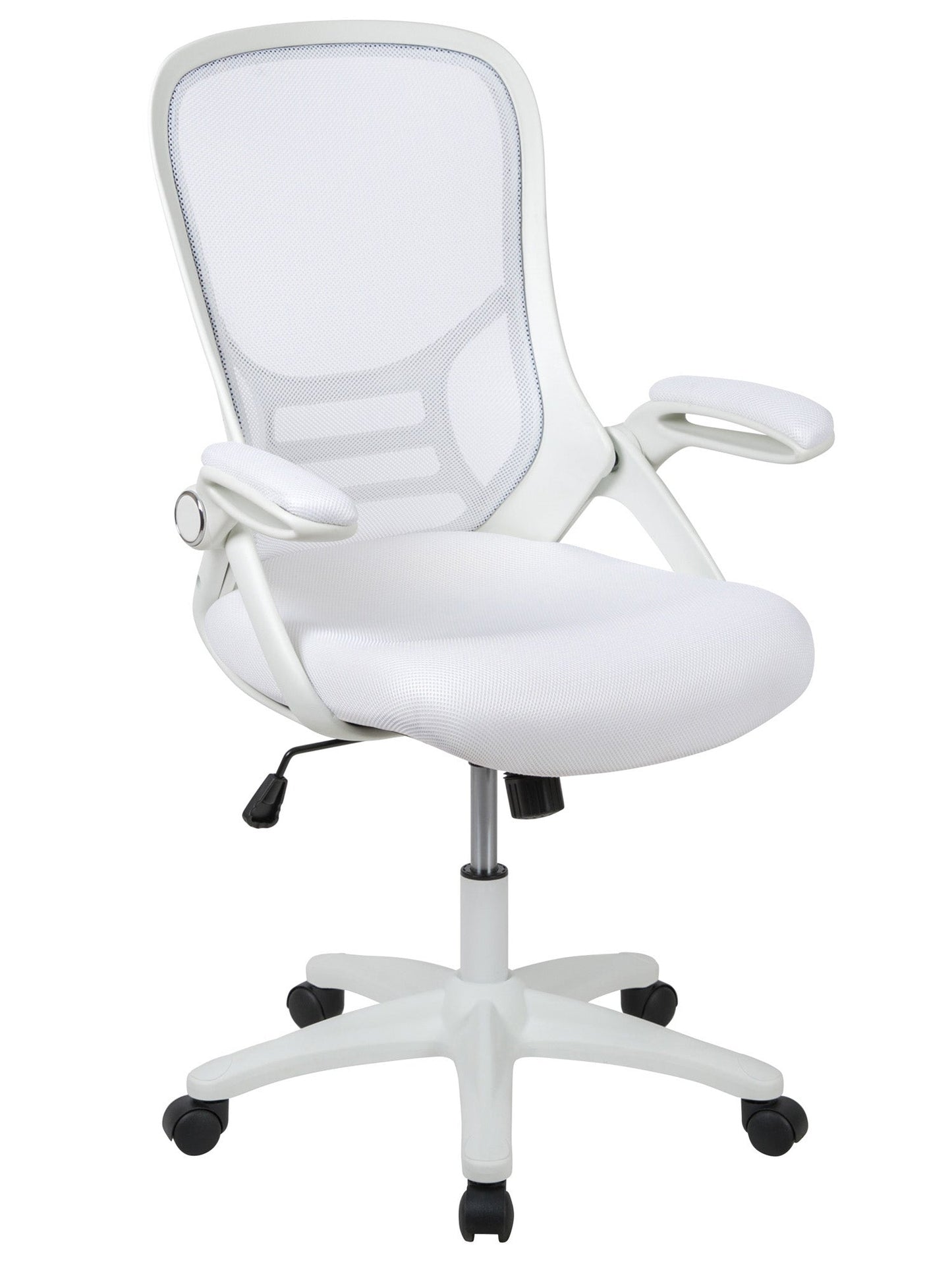 High Back White Mesh Ergonomic Swivel Office Chair with White Frame - home • office • health