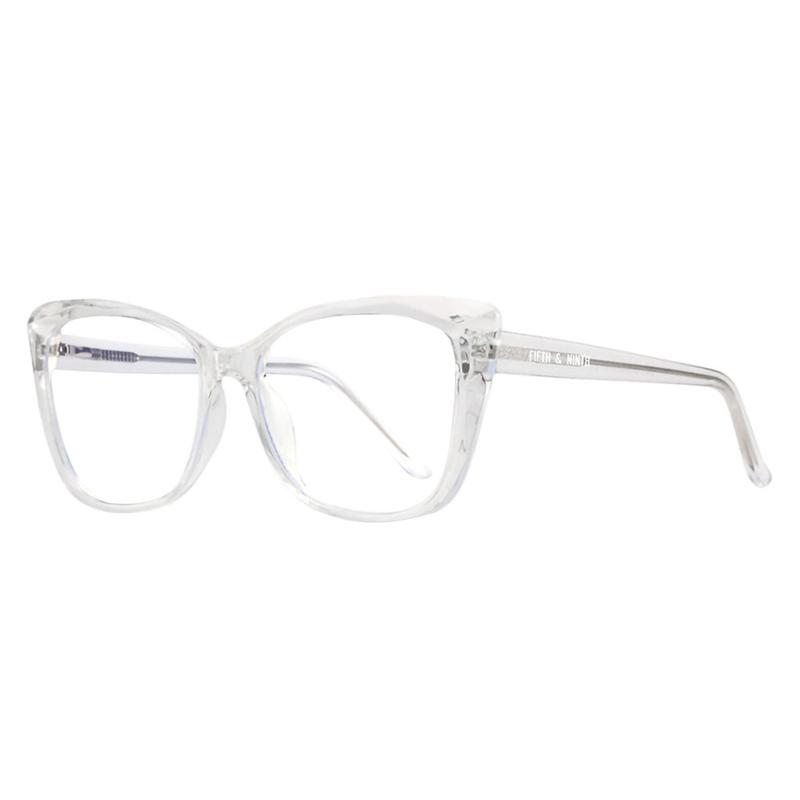 Madison Blue Light Glasses by Fifth and Ninth, clear, stylish cat eye glasses with thick frames