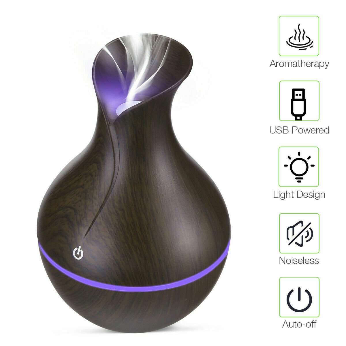 Ultrasonic Humidifier Oil Diffuser Air Purifier Aromatherapy with LED - home • office • health